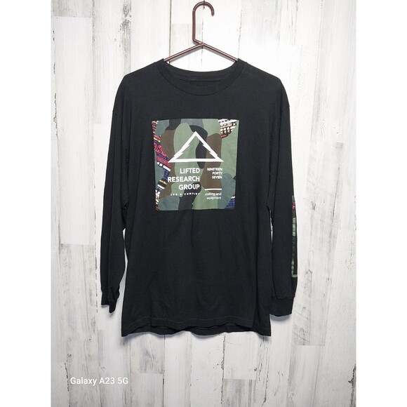 Lifted Research Group LRG Shirt Men's Size L Black Long Sleeve Tree Logo Tee - Picture 1 of 5